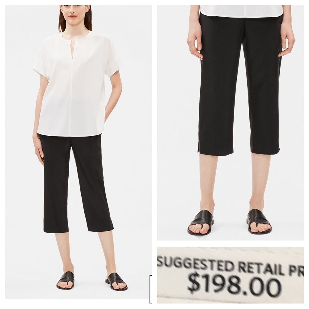 NWT! Eileen Fisher SANDWASHED TENCEL CROPPED PANT